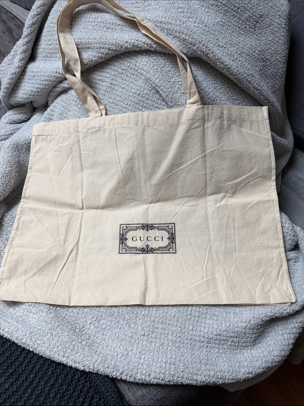 Gucci Beige Canvas Logo Tote
